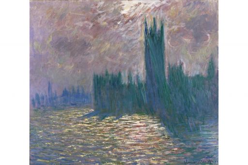 莫奈 (1905) : 议会塔在泰晤士河上的倒影